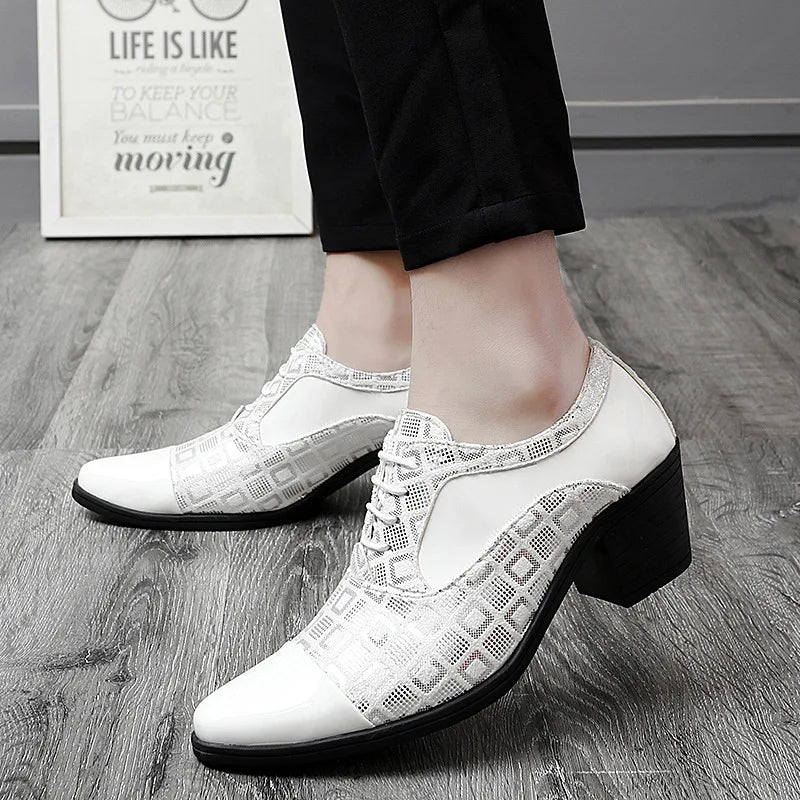 Men Formal Shoes High Heels Business Dress Shoes Male Oxfords Pointed Toe Formal Shoe for Man Luxury Wedding Party Leather Shoe
