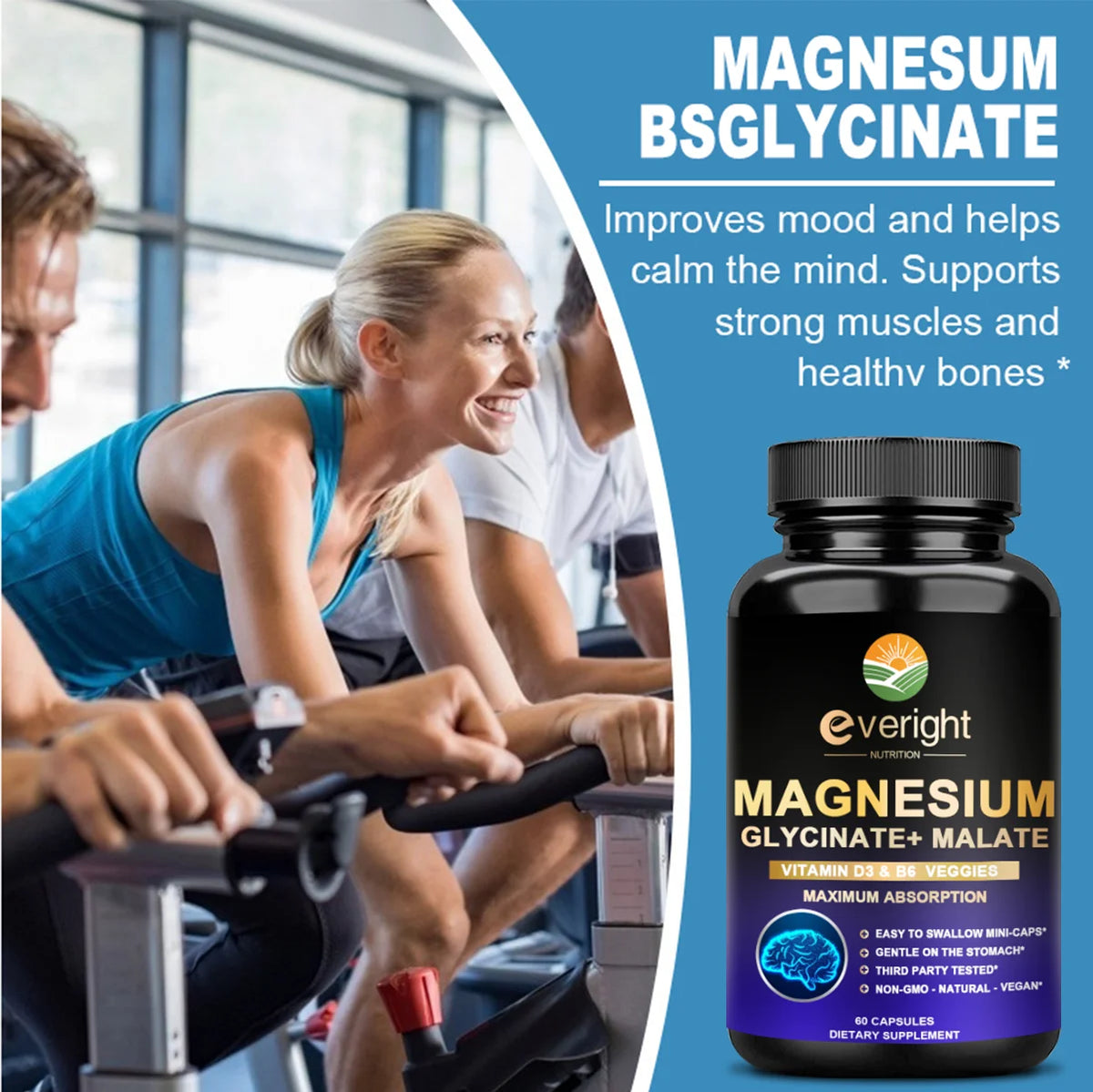 High Absorption Magnesium Glycinate - Supports Sleep, Mood, Muscles, Heart & Nervous System Health