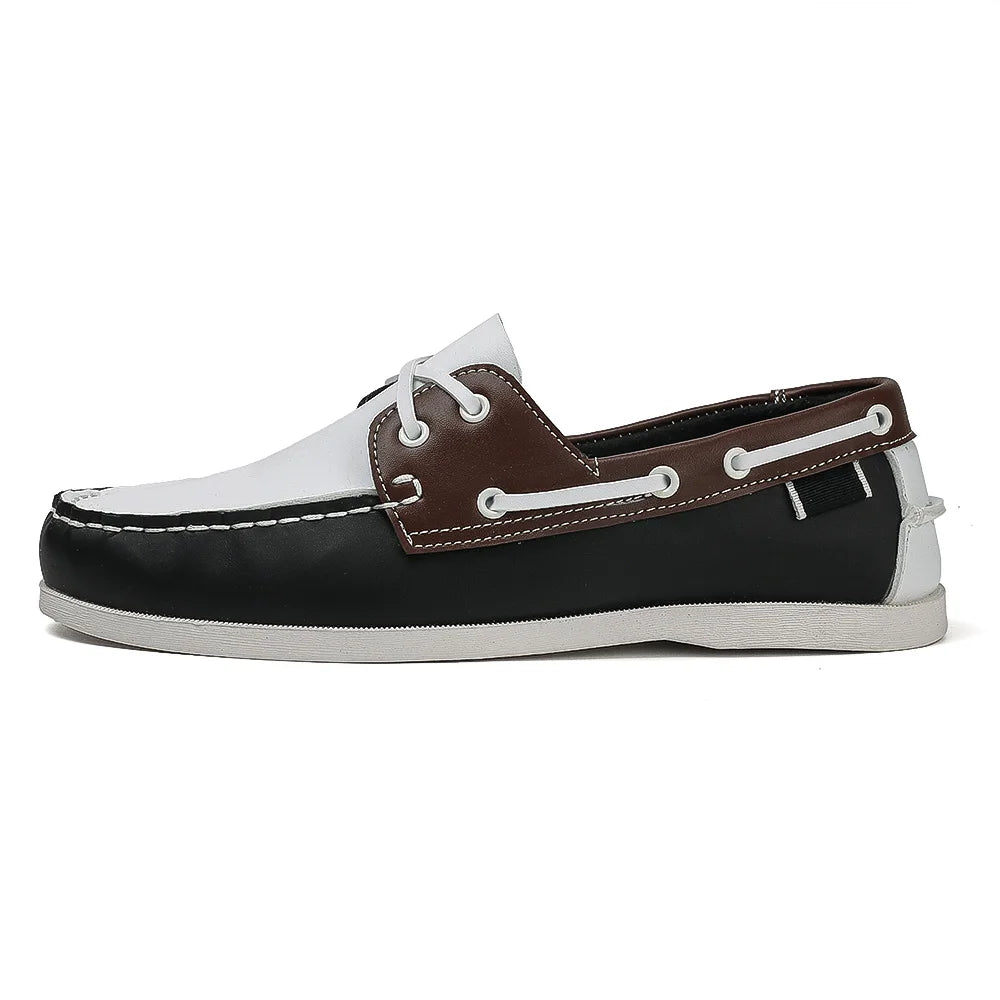 Men's Trendy Apron Toe Loafer Shoes, Slip On Comfy Non Slip For Outdoor Walking Traveling, Spring And Summer