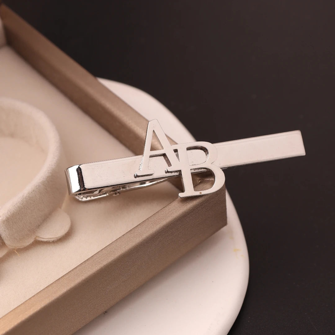Custom Name Initials Tie Clip for Men Wedding Necktie Tie Clasp Gentleman Ties Bar Personalize Tie Pin for Men's Accessories
