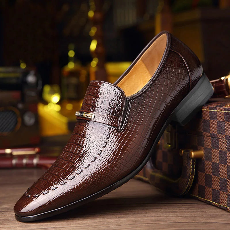Shoes Luxury Mens PU Leather Pattern Men Business Dress Shoes Casual Social Shoe Male Wedding Footwear Zapatos Hombre 2023
