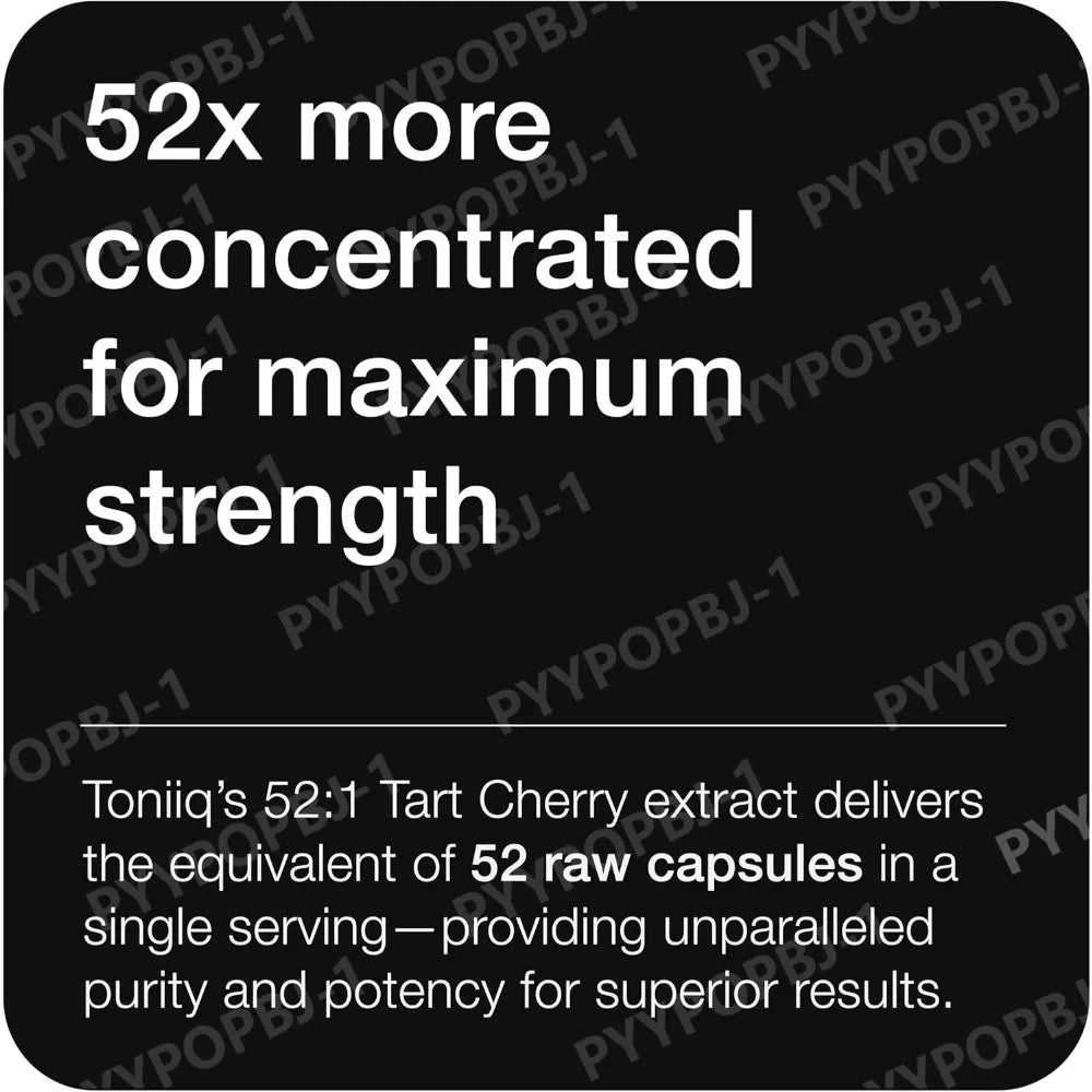 Toniiq Tart Cherry Capsules Ultra High Potency 52:1 Extract - Highly Concentrated - Third-Party Lab Tested for Purity & Quality