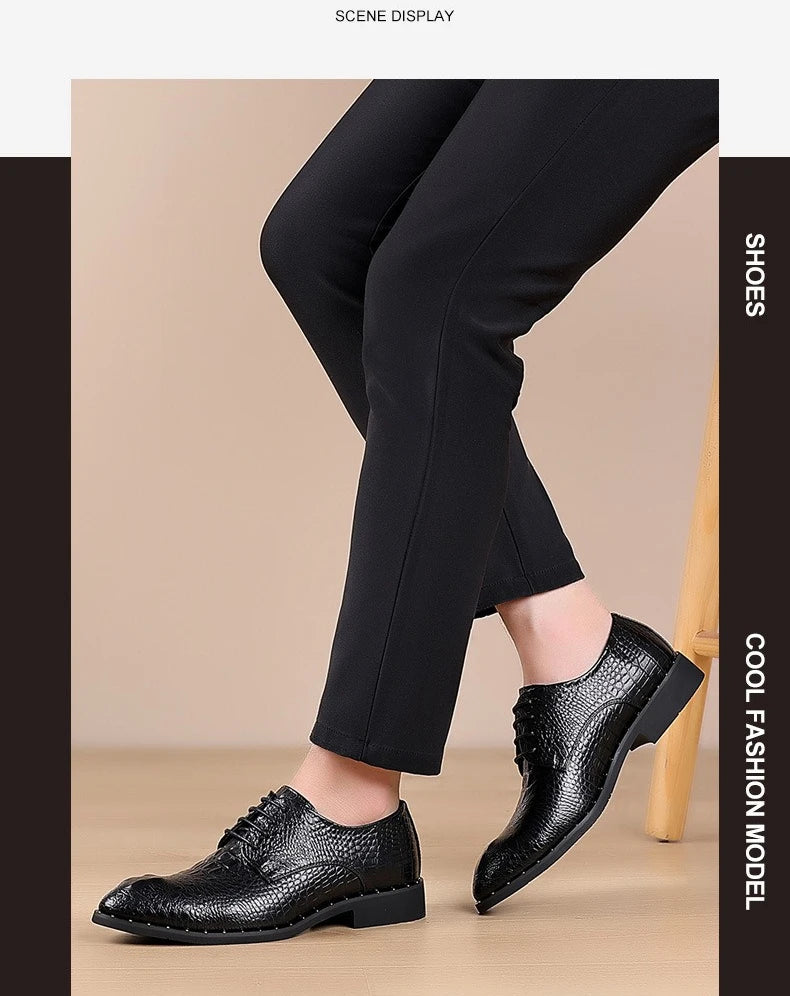 Men's Dress Shoes Business Formal Leather Lace Up All Season Comfortable Wedding Shoes Classic Business Casual Durable Footwear