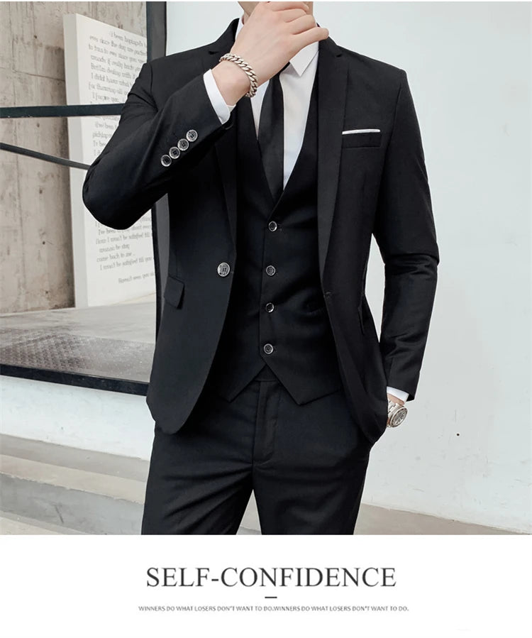 Suits for Men - 3 Pieces - New Fabrics - Fashionable Business Gentleman - Slim Fit - Wedding  Professional Business Formal Dress