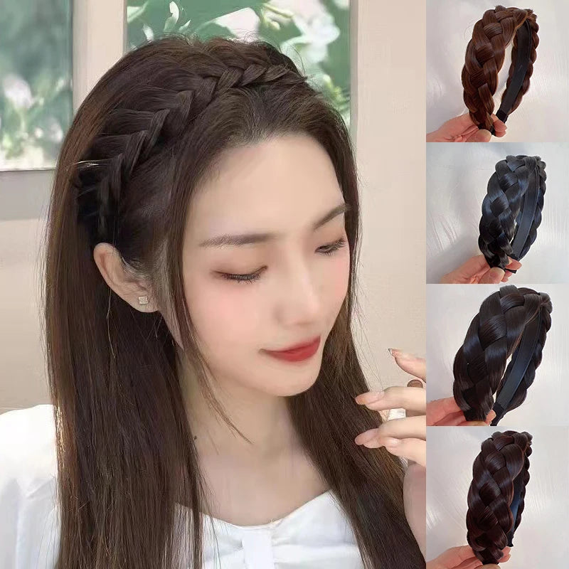 Twist Wig Headbands For Women Wide Braids Hairbands Handmade Head Hoop Hair Styling Headwear Accessories Gift