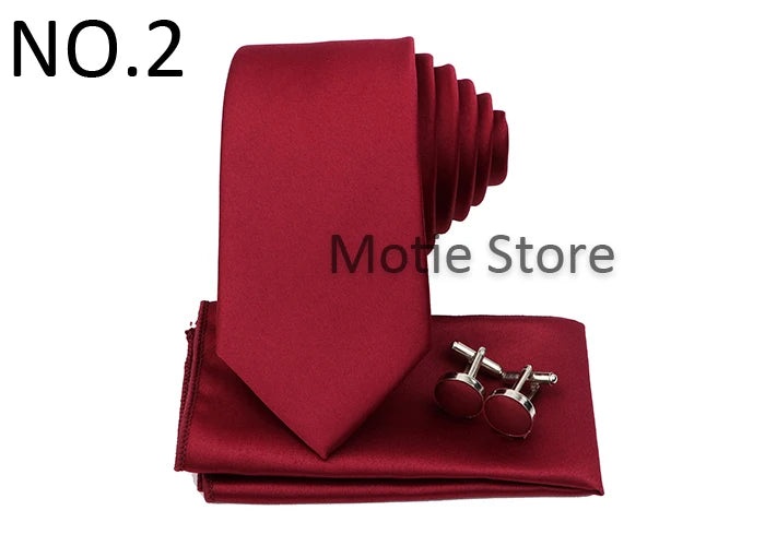 Men's Colorful Polyester Necktie Bowtie Cufflink Brooch Set Sage Green Pink Ties Business Wedding Party Shirt Accessories Gift