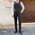 Vest Suit Men Groomsmen Clothes British Retro Tweed Vest Male Bridegroom Wedding Dress Brothers Outfit Waistcoat Pants Two Piece