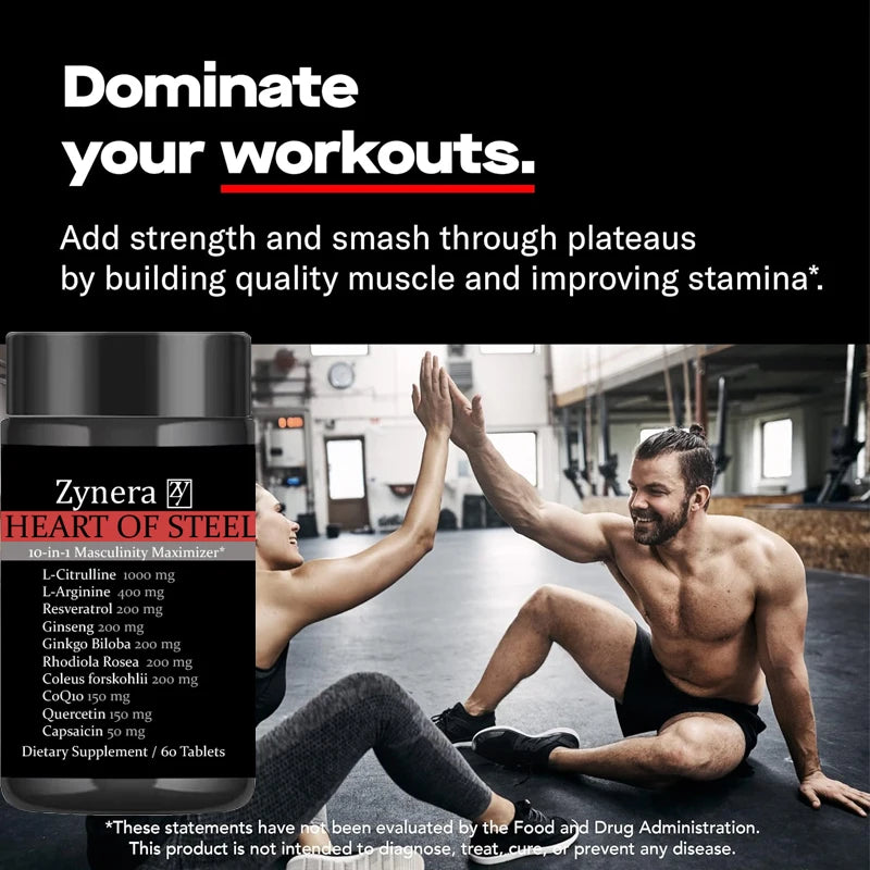 Male Strength and Endurance Supplement, Boost Performance, Supports Reproductive Health ，L-Citrulline L-Arginine Ginseng for Men