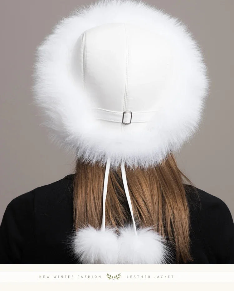 Hot Sale 100% natural Fox Fur Hat Women Cap Thick Fur Cap Winter Warm Hat Female Fashion For Women Hat With Earmuffs Hat