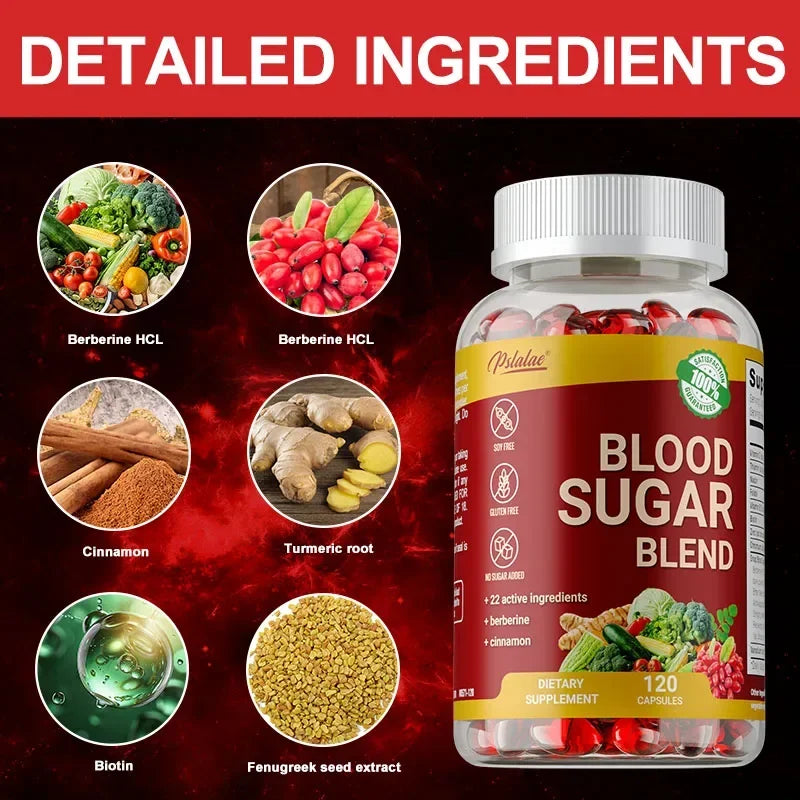 Blood Sugar Blend Capsules - Maintains Healthy Blood Sugar, Metabolic Health and Energy, Antioxidant - 120 Capsules ﻿