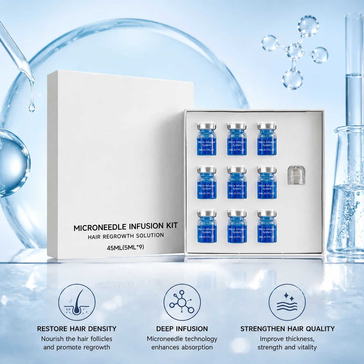 Microneedle Hair Regrowth Kit Solution Scalp Nourishing Serum For Hair Health Maintenance Needle Head Use Scalp Care Kit