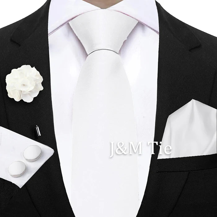 Mens Ties Solid NeckTie Pocket Square Brooch Set Men's Wedding Pink Blue Purple Tie Suit Accessories Fit Group Holiday Party