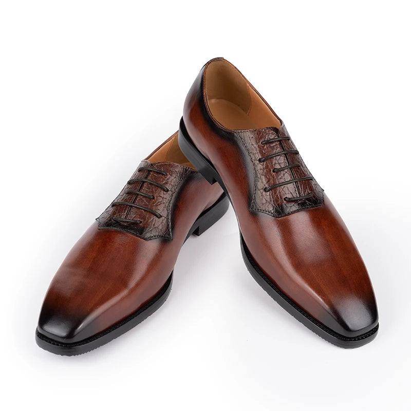 Luxury Mens Oxford Genuine Leather Shoes Business Office Men Wedding Formal Lace Up Dress Shoes