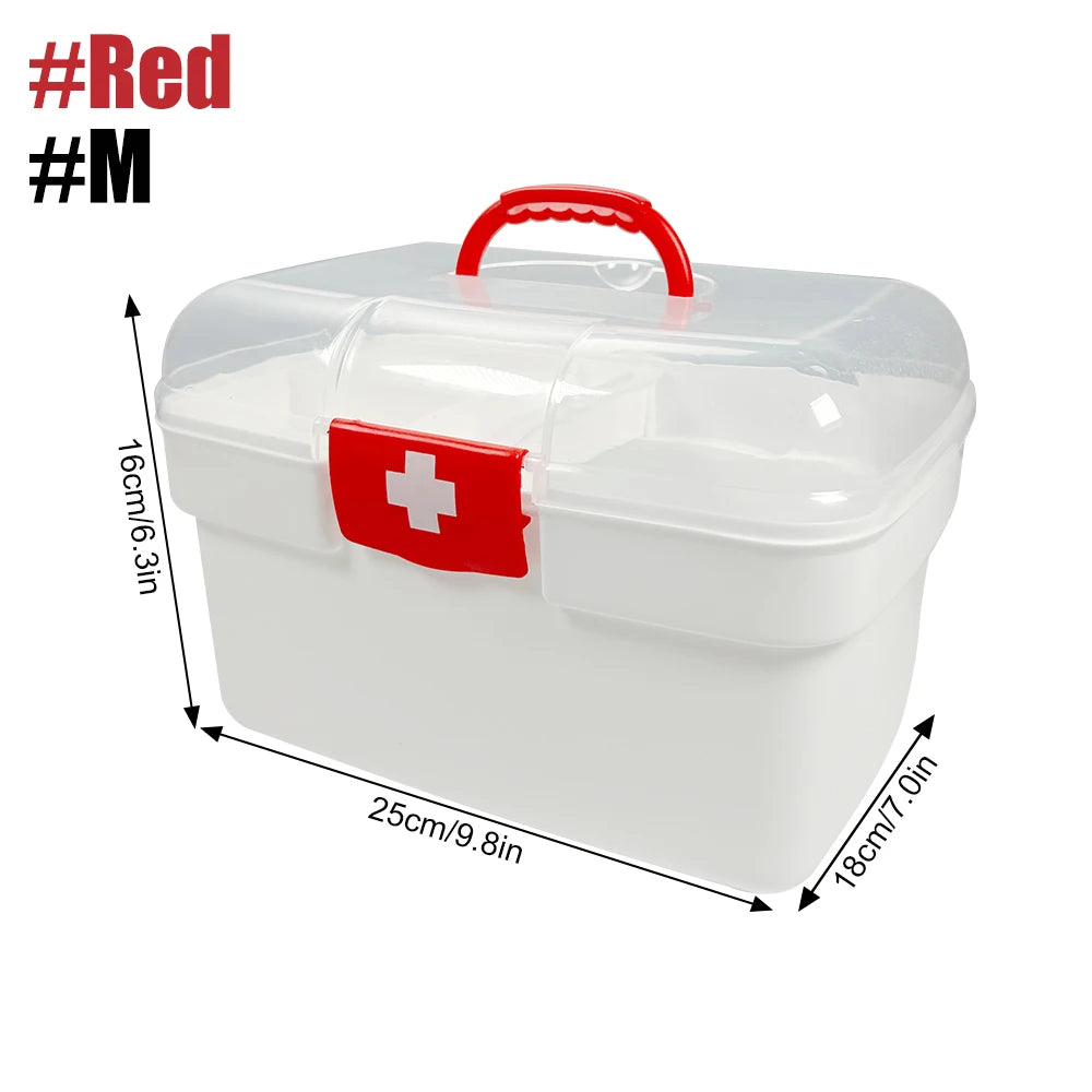 1PCS 2-Tier Medicine Organizer - Portable Medicine Cabinet with Handle, Empty First Aid Kit for Home