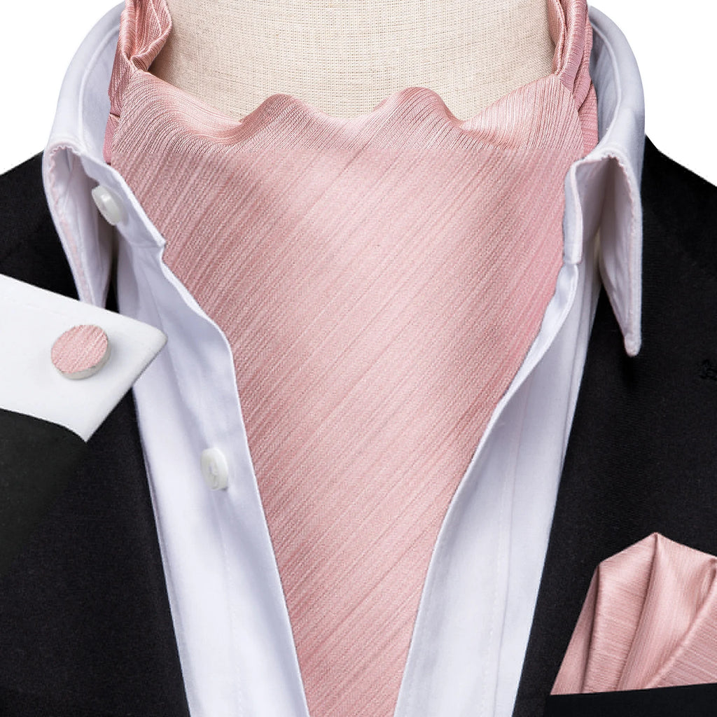 Hi-Tie Mens Ascot Black Pink Blue Red Gold Green Purple White Cravat Tie Hanky Cufflinks for Male Wedding Business Prom