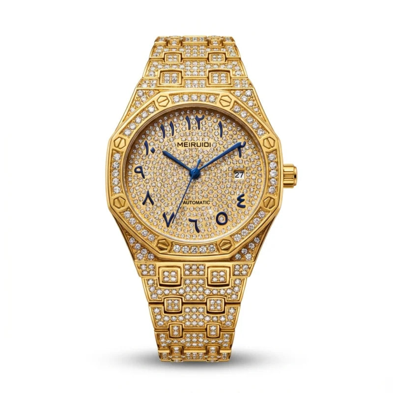 1 piece fashion shiny watch with automatic mechanical design, fashionable, versatile for daily wear
