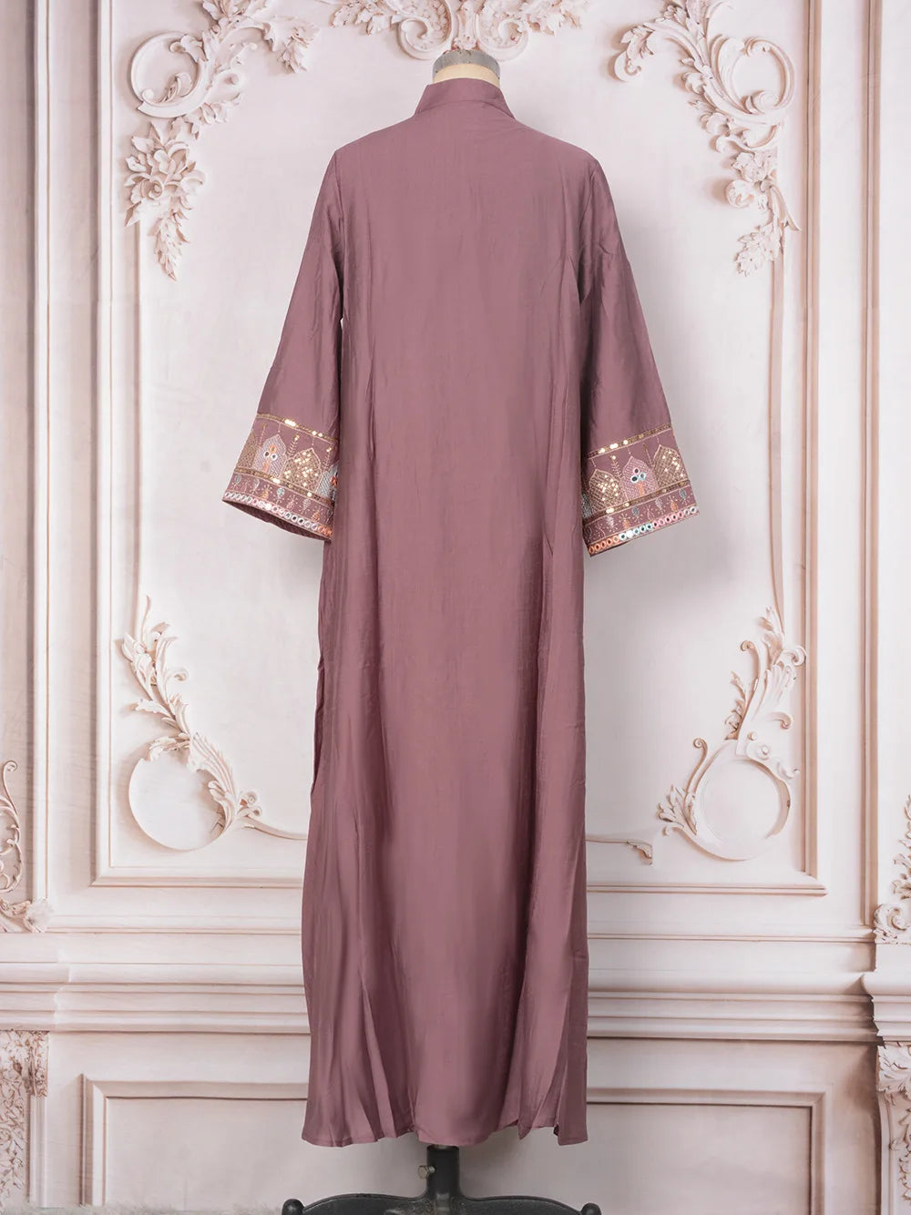 2025 Muslim Women Long Sleeve Kaftan Arabic Sequins Embroidered Party Evening Long Abaya Muslim Fashion Dresses Abaya Dubai