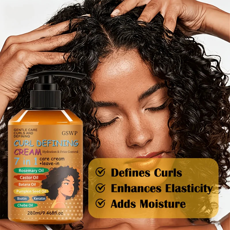 GSWP 7-in-1 Curl Cream, keeps hair fresh and non-sticky, enhancing shine and volume, deep hydration and nourishment. 280/560ml