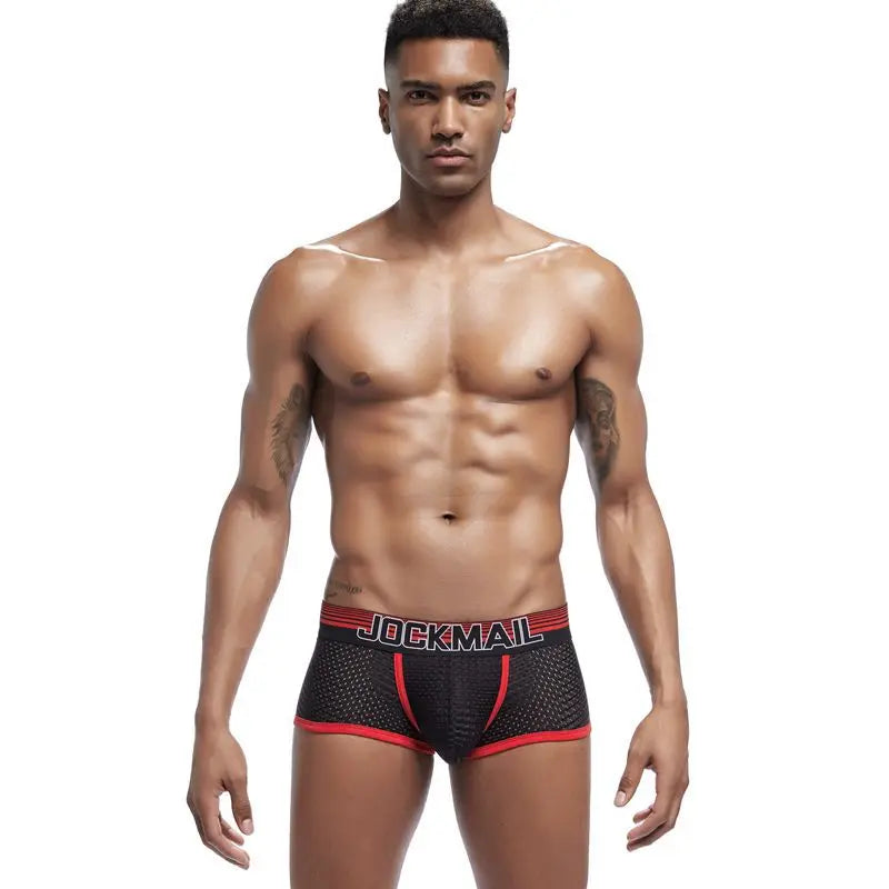 JOCKMAIL Men Underwear Boxes Mesh Quick Drying Ice Silk Breathable Youth Fashion Calzoncillos Sexy Am Gosteren Killer Sansursuz