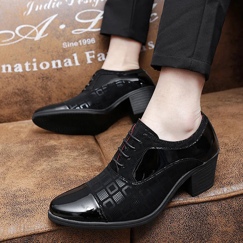 Men Formal Shoes High Heels Business Dress Shoes Male Oxfords Pointed Toe Formal Shoe for Man Luxury Wedding Party Leather Shoe