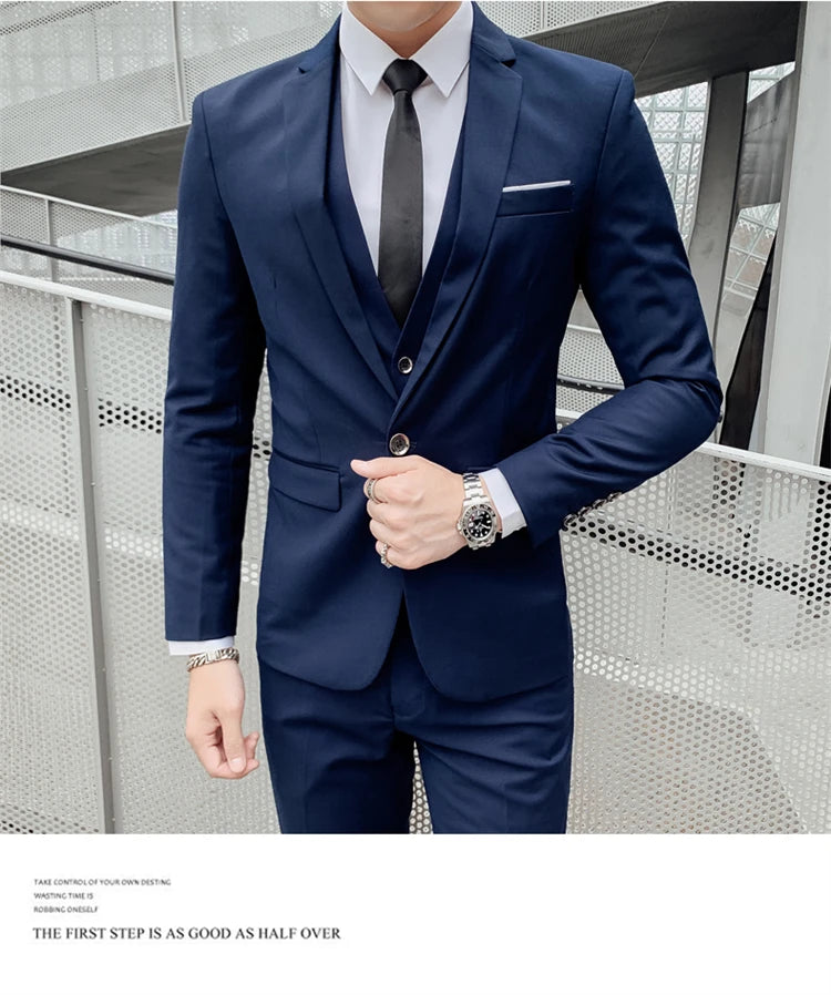 Suits for Men - 3 Pieces - New Fabrics - Fashionable Business Gentleman - Slim Fit - Wedding  Professional Business Formal Dress