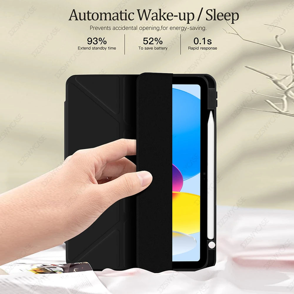 Case for iPad 10th Gen 10.9, For iPad 11th Gen A16 11 Cover, Silicone Slim Protective, with Pencil Holder, Y-Shaped Stand