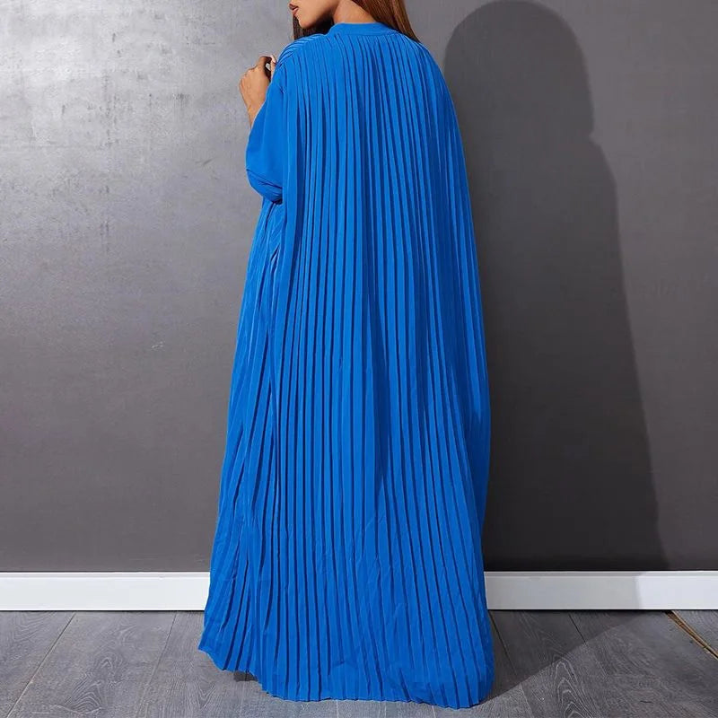 Women Eid Muslim Dresses Stand Collar Single Breasted Dubai Arab Vestidos Ramadan Casual Loose Kaftan Dress Solid Pleated