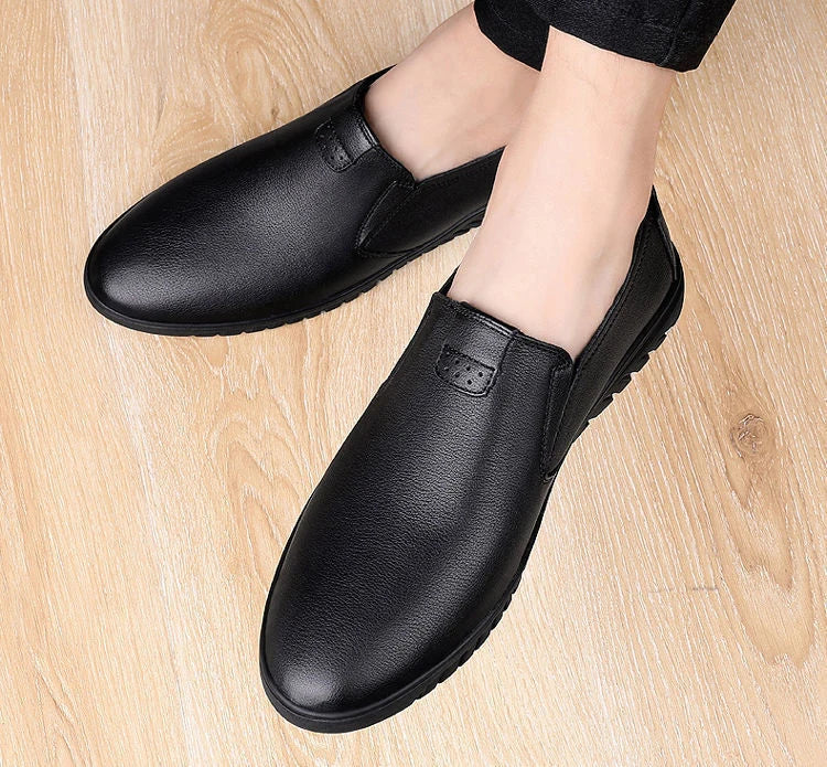 Men's Casual Business Leather Shoes Fashion Soft Bottom Oxfords Male Wedding Party Office Business Shoes Slip-on Outdoor Flats