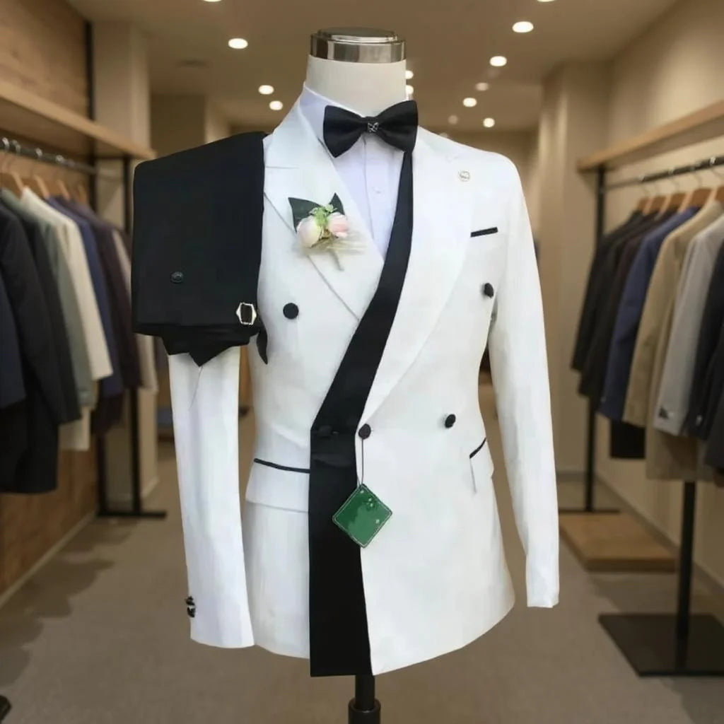 Double Breasted Formal Suits for Men Business Prom Blazer with Pants Wedding Groom Tuxedo Male Suits Custom 2 Pieces Suit Jacket
