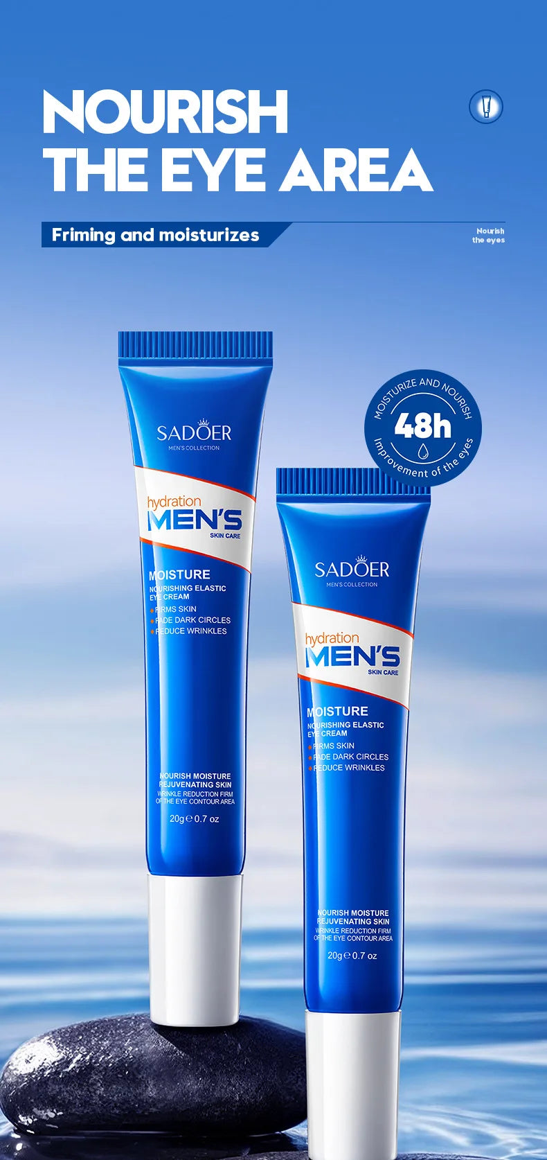 1/2pcs SADOER Men's Eye Cream Anti Dark Circles Removal Eye Bags Moisturizing Anti-Aging Anti-wrinkles Men Eyes Skin Care
