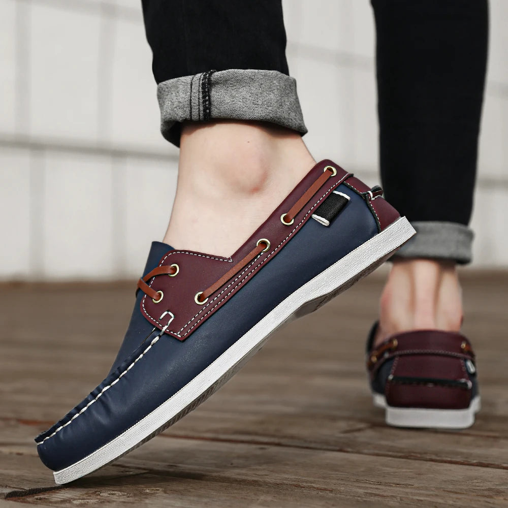 Men's Trendy Apron Toe Loafer Shoes, Slip On Comfy Non Slip For Outdoor Walking Traveling, Spring And Summer