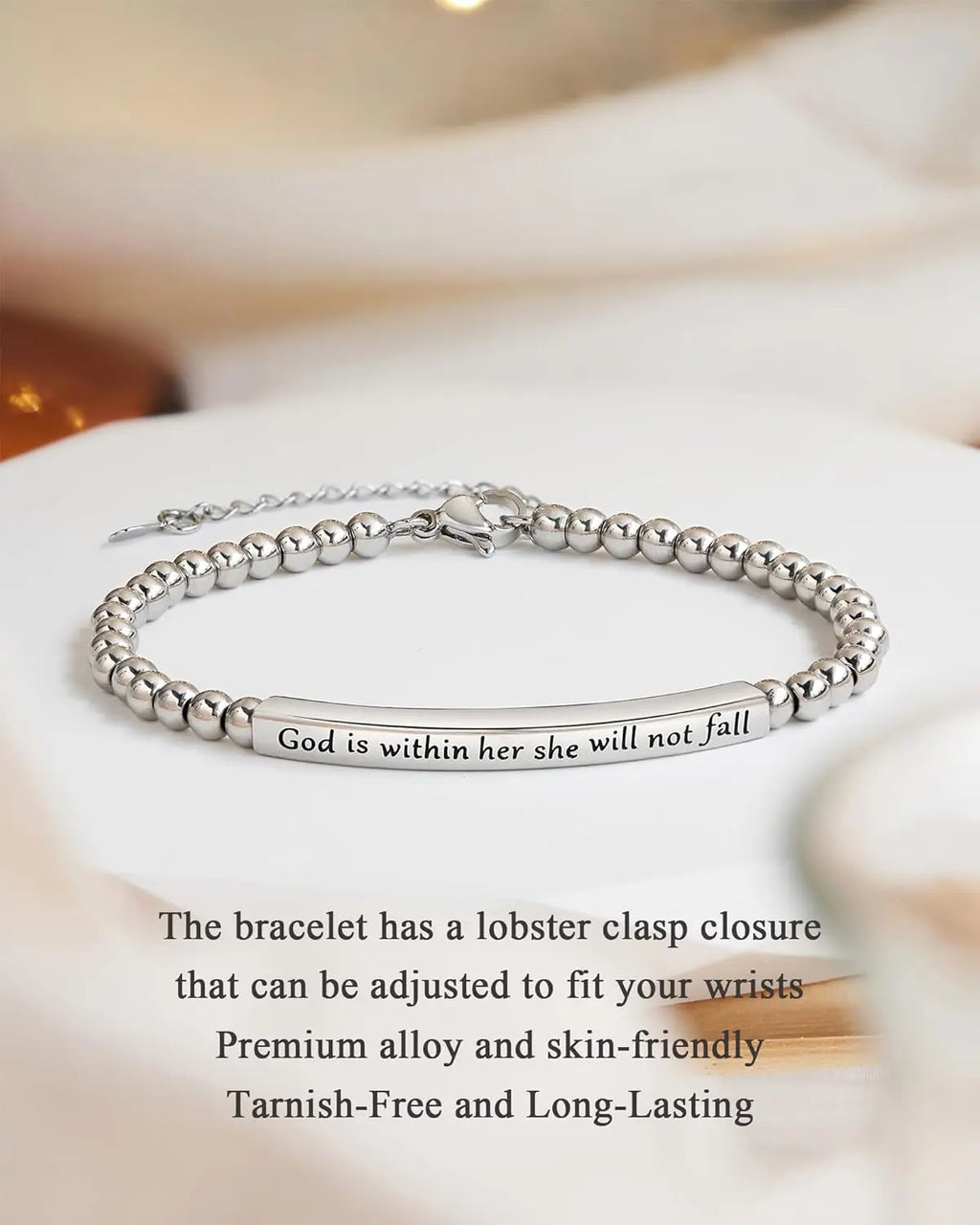 Religious Gift for Her God is Within Her She Will Not Fall Bible Verse Bracelet Gift for Her