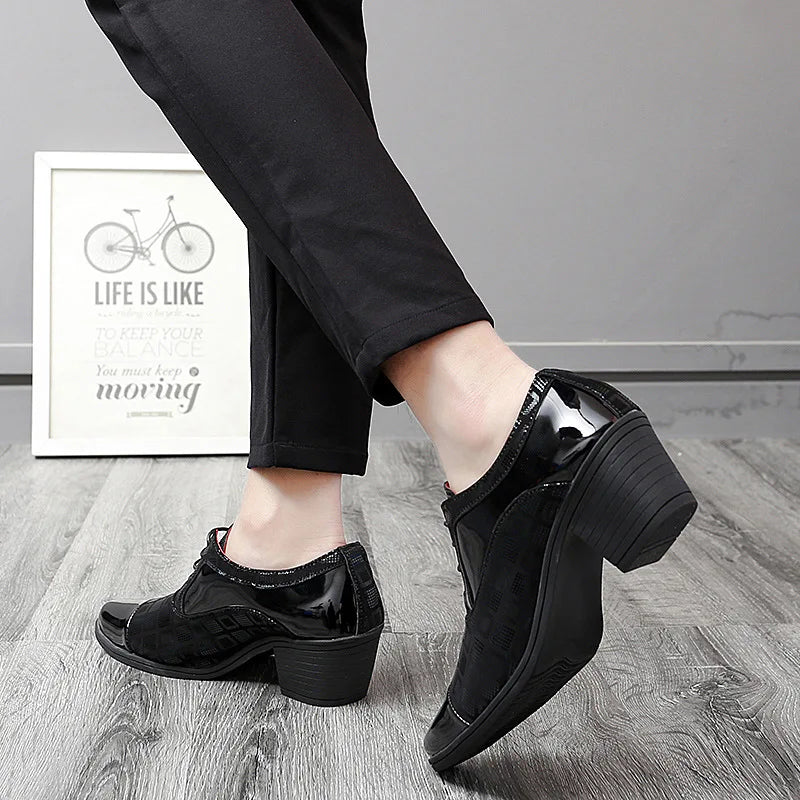 Men Formal Shoes High Heels Business Dress Shoes Male Oxfords Pointed Toe Formal Shoe for Man Luxury Wedding Party Leather Shoe