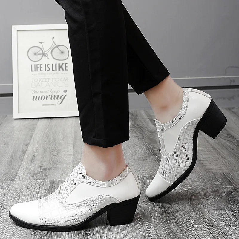 Men Formal Shoes High Heels Business Dress Shoes Male Oxfords Pointed Toe Formal Shoe for Man Luxury Wedding Party Leather Shoe