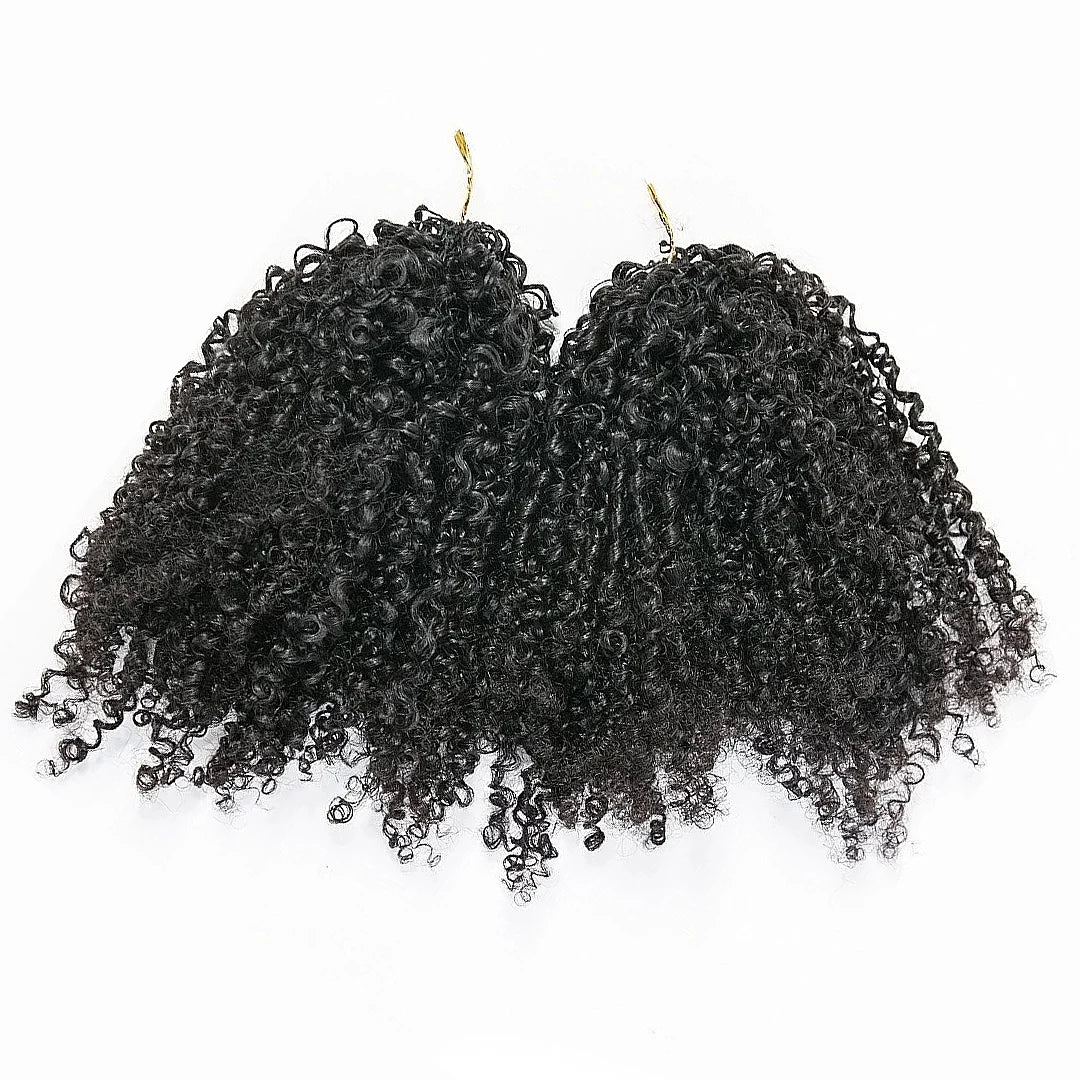 Kinky Curly Feather Crochet Braid Human Hair Extensions Knotless Pre-Separated Crochet Hair Extensions Human Hair Natural Color