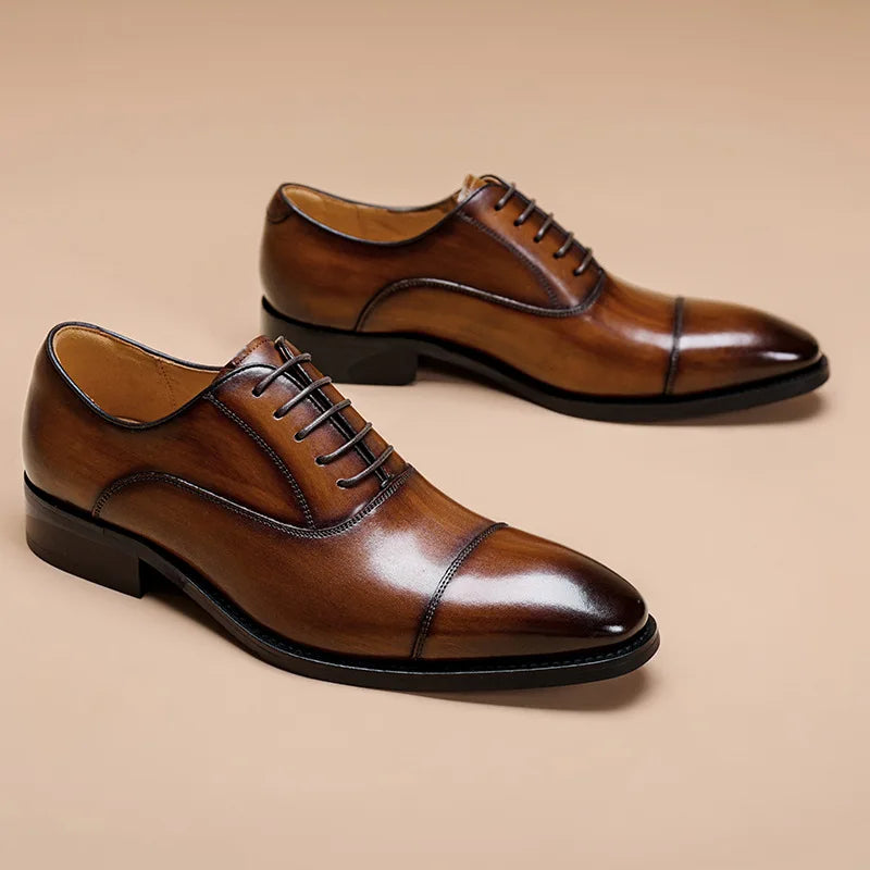 New Style Men's Shoes Formal Dress Shoes Male Oxfords Men Genuine Leather Office Shoes Elegant Wedding Party Lace-up Shoes