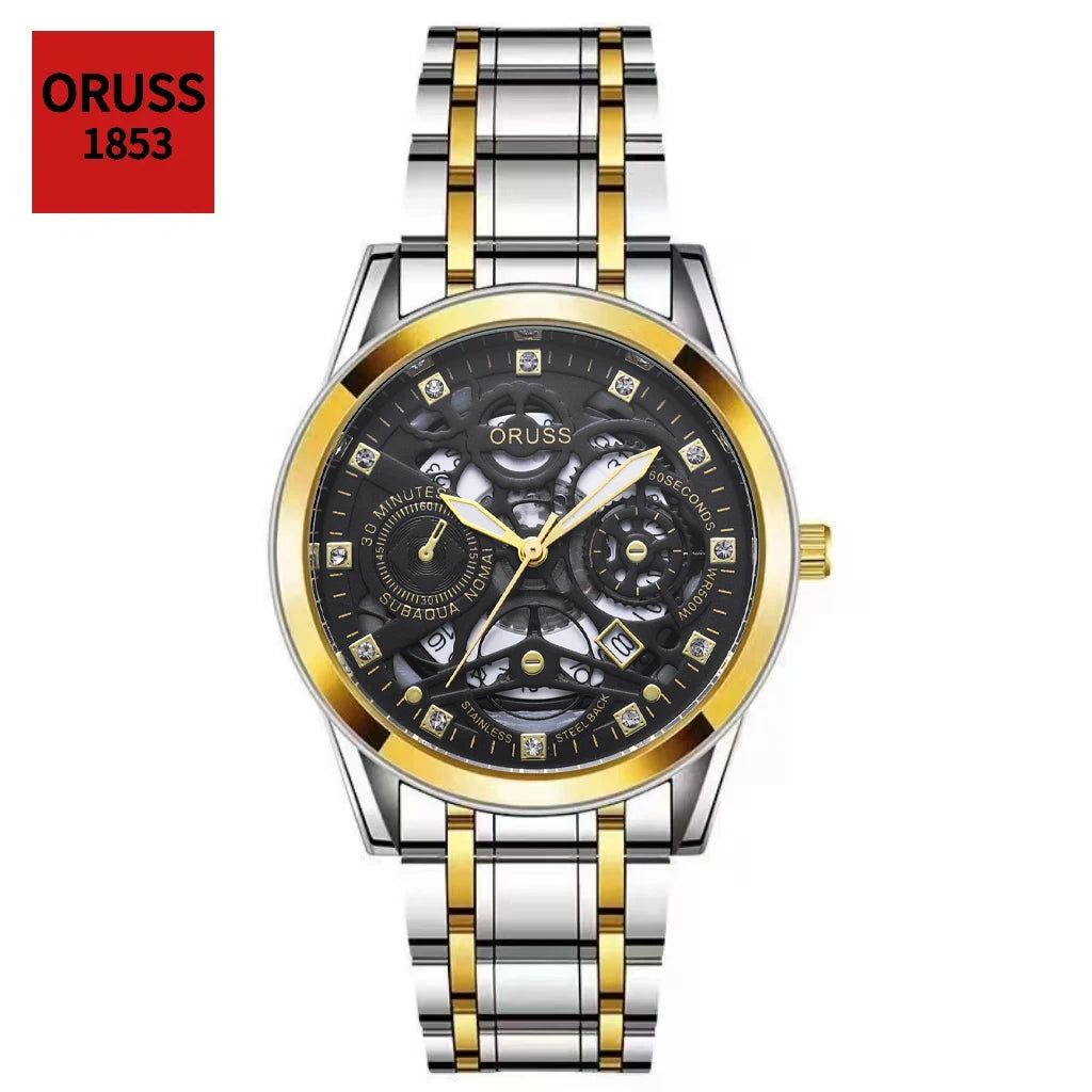 High-end personalized watches; fashionable stainless steel straps; durable and waterproof; hollow gear style; cool and trendy.
