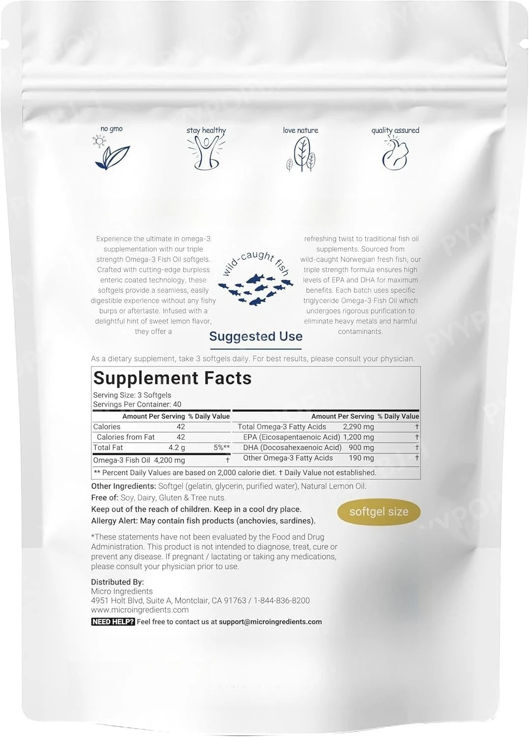 Triple Strength Omega 3 Fish Oil Supplements 4200mg Per Serving 120 Softgels Lemon Flavored Burpless EPA