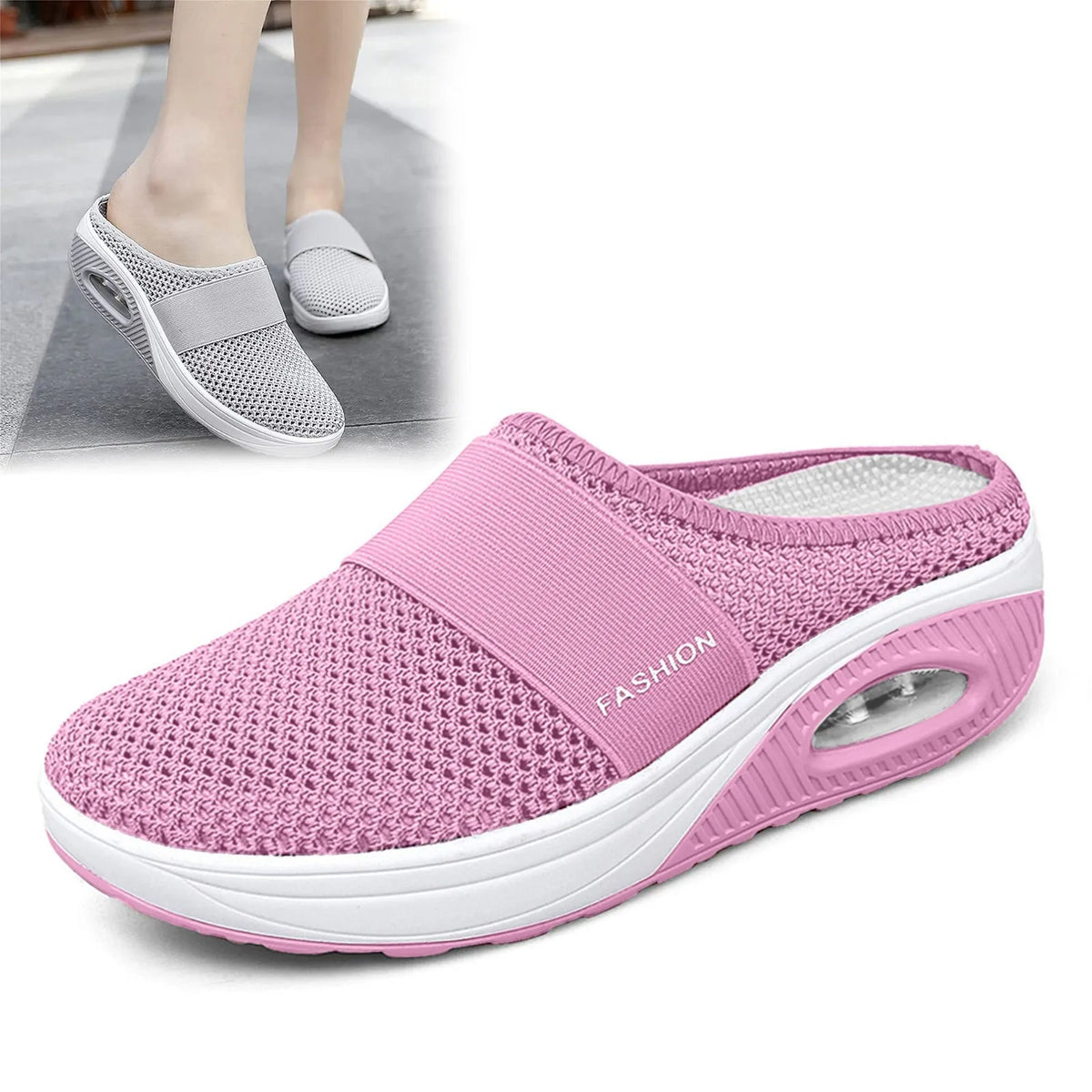 Women Air Cushion Slip On Walking Shoes Breathable Knit Sneakers Lightweight Comfortable Casual Shoes Walking Footwear