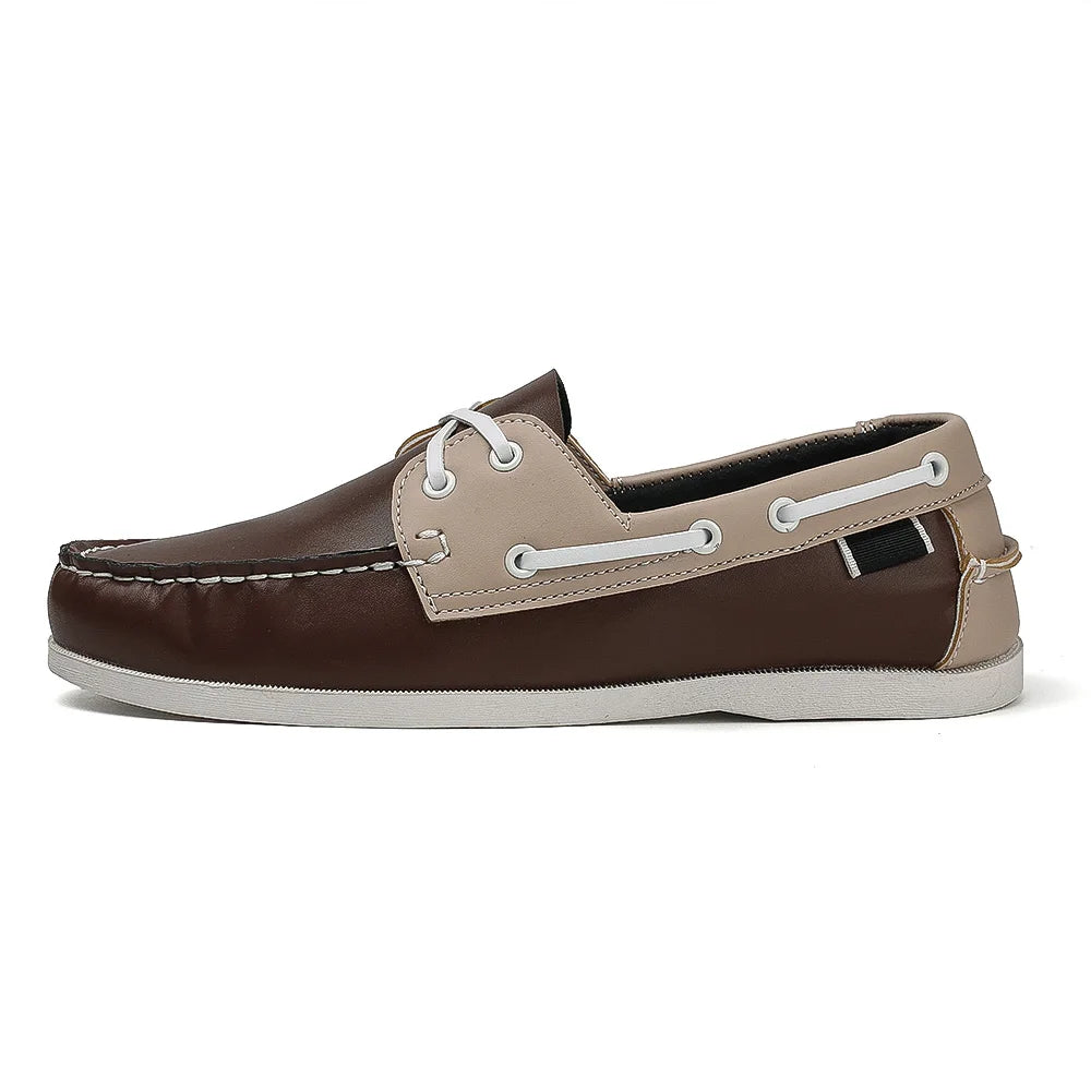 Men's Trendy Apron Toe Loafer Shoes, Slip On Comfy Non Slip For Outdoor Walking Traveling, Spring And Summer