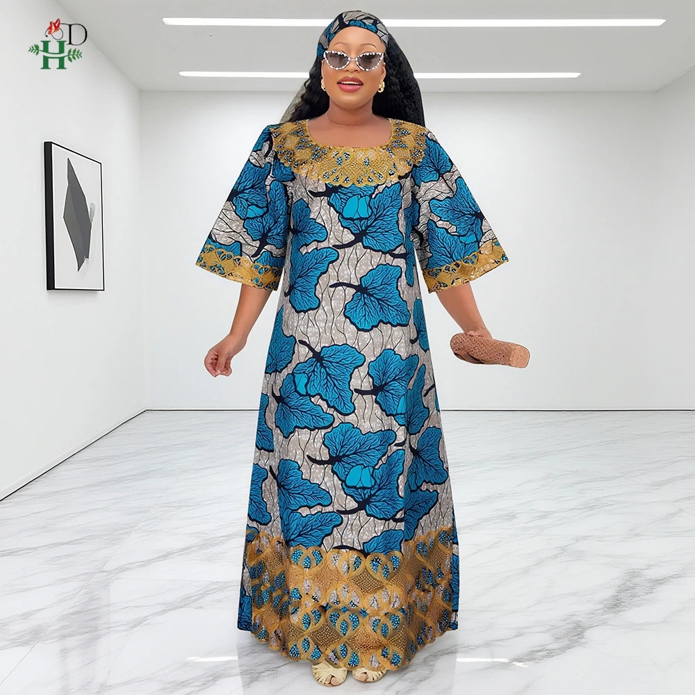 African Dresses For Women Traditional Clothing Embroidery Printed Outfits Bubu Gown Abayas Robe Kaftan Boubou Djellaba 2025 New