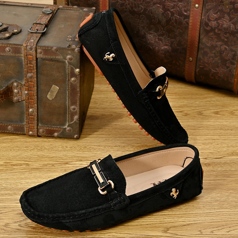 YRZL Loafers Men Big Size 48 Soft Driving Moccasins High Quality Flats Genuine Leather Shoes Men Slip-on Suede Loafers for Men