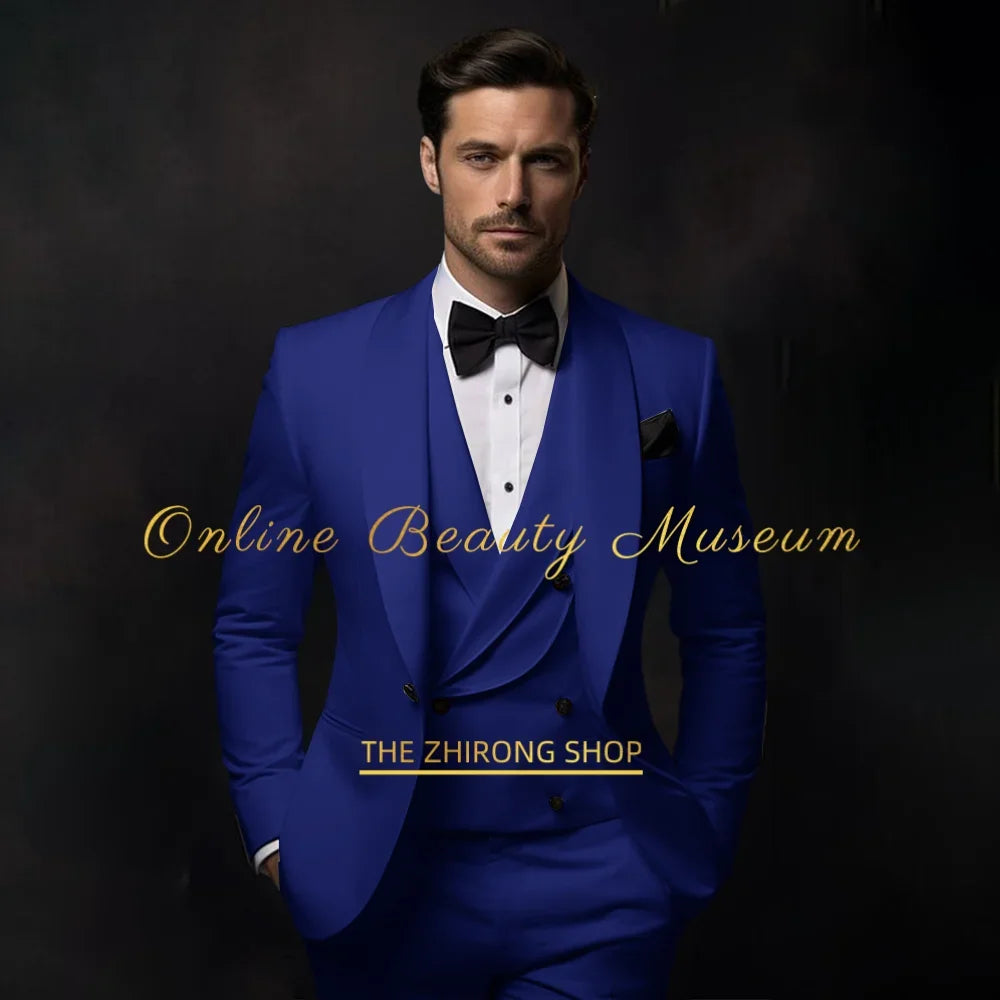 Elegant Ivory Tuxedo Suit for Men 3 piece set Jacket Vest Pants Classic Attire for Wedding Dating Host Prom Ball Party Dress