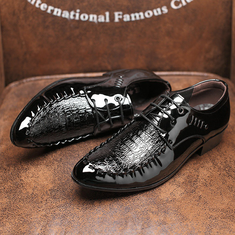 Men's  Dress Leather Shoes Lace-Up Wedding Party Shoes Mens Business Office Oxfords Flats Plus Size Men Fashion