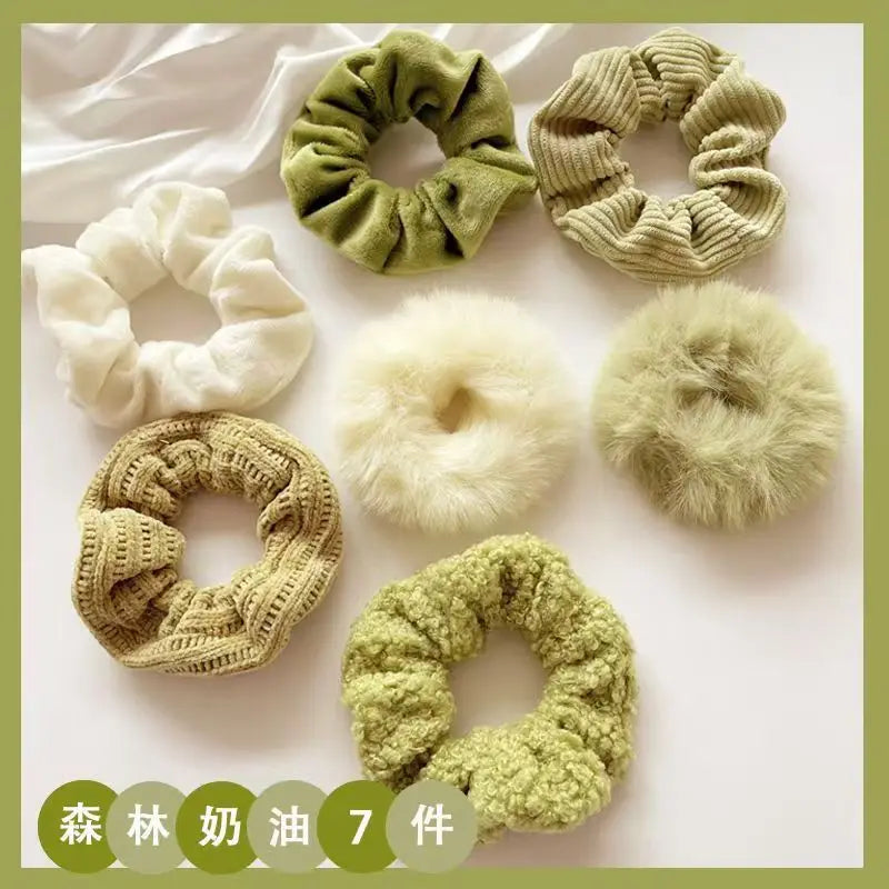 7Pcs/Set Women Hair Scrunchies Velvet Elastic Hair Band for Girls Ponytail Holder Rubber Bands Hairband Women Hair Accessories
