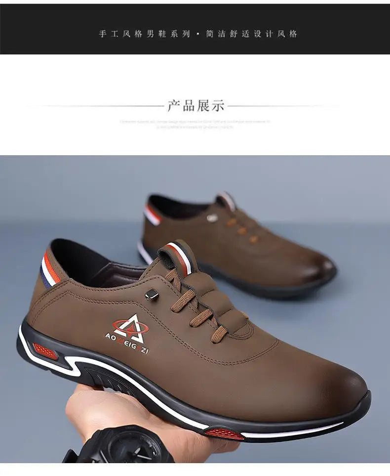 Men's Shoes Fashion Soft Soled Men Casual Shoes British Style Formal Shoes Breathable Lace-Up Bottom Light Sneakers Male Size