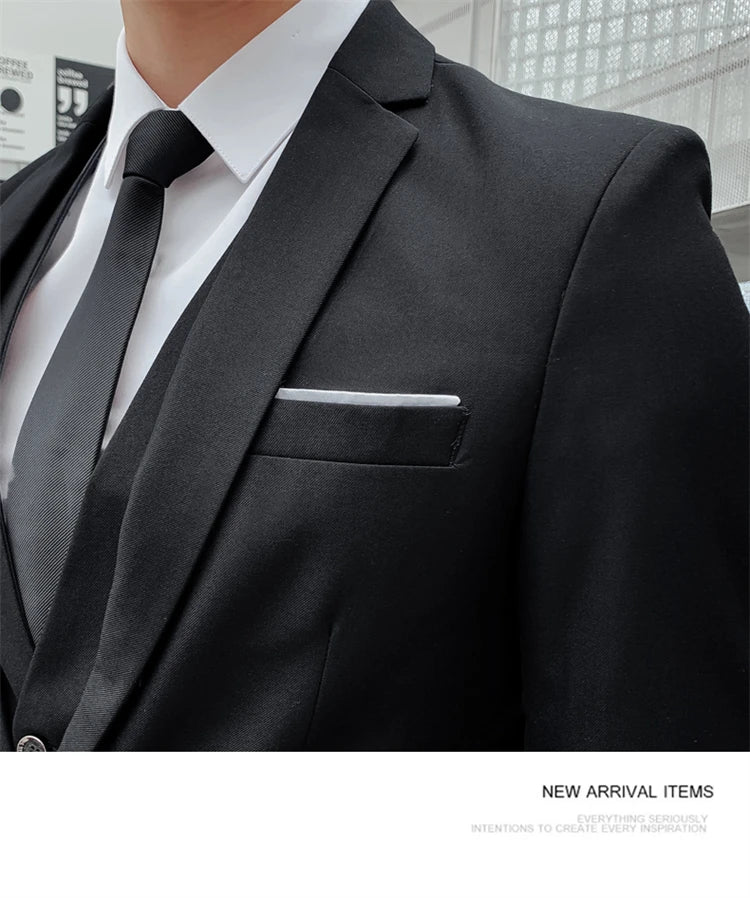 Suits for Men - 3 Pieces - New Fabrics - Fashionable Business Gentleman - Slim Fit - Wedding  Professional Business Formal Dress