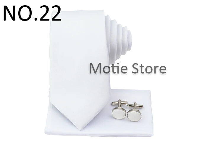 Men's Colorful Polyester Necktie Bowtie Cufflink Brooch Set Sage Green Pink Ties Business Wedding Party Shirt Accessories Gift