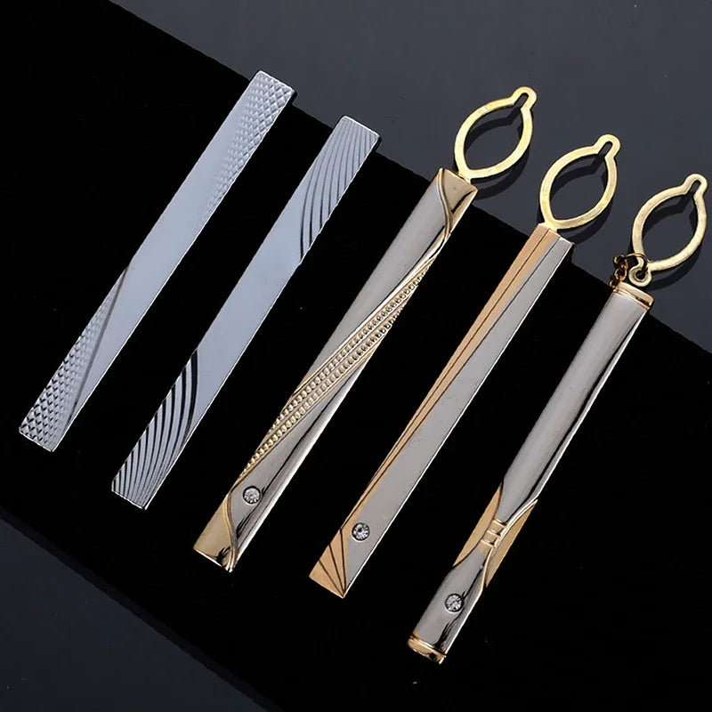 Men's Gold-Tone Tie Bar with Detachable Chain - Elegant Tie Clip for Weddings and Formal Attire