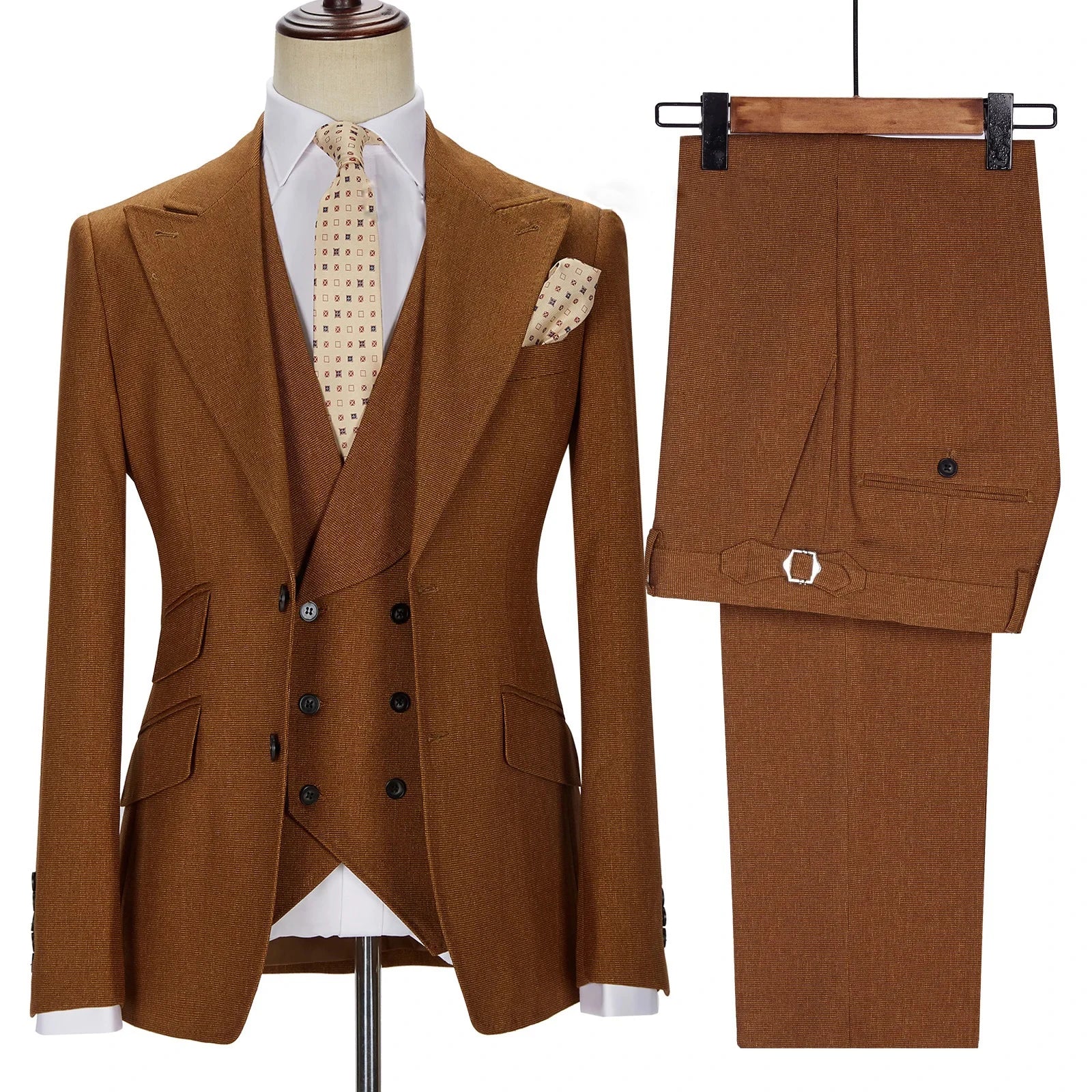 New Men Suits Set Tuxedos Wedding Dress Casual Blazer Jacket Vest Pants Tailor-Made Clothes Costume Homme
